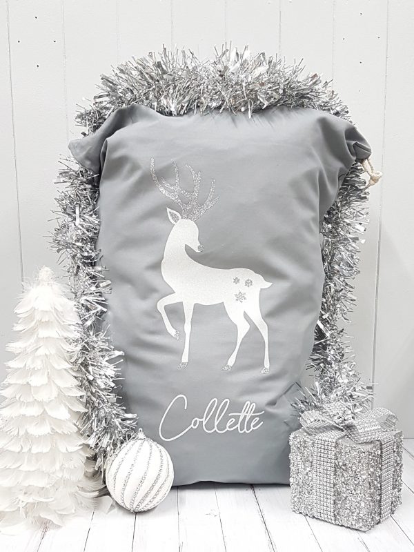 grey santa sack reindeer